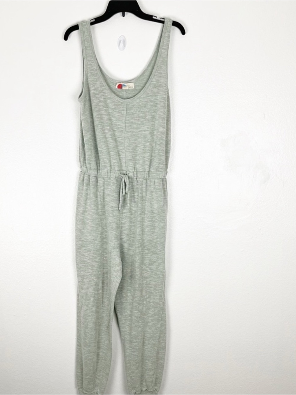 FREE PEOPLE BEACH Green Elastic Waist Side Pockets Tapered Hem Jumpsuit , Small